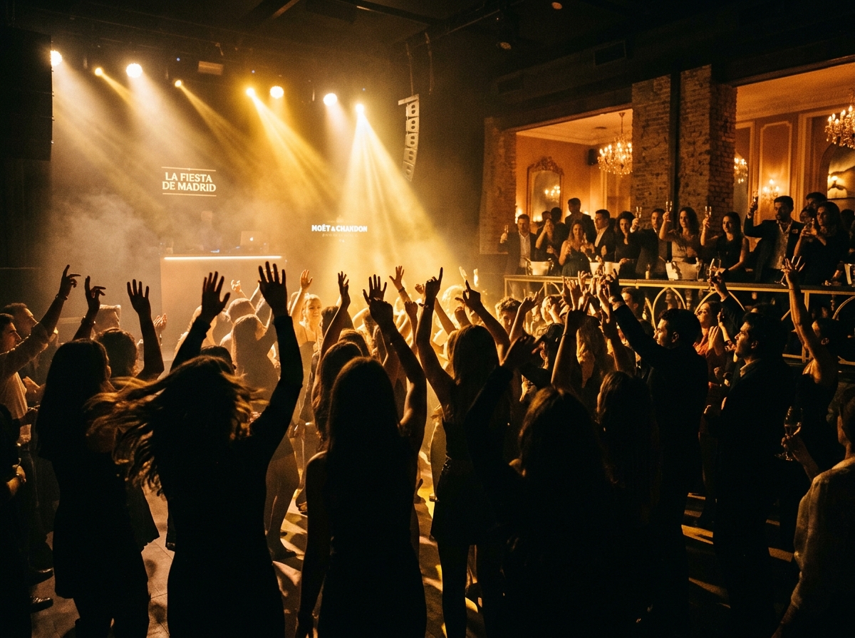 Celebración especial en Madrid con iluminación y DJ profesional